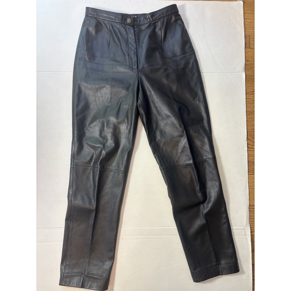 Vintage 90s MIXIT Leather Pants Size 10 Black High Rise Straight Leg Womens